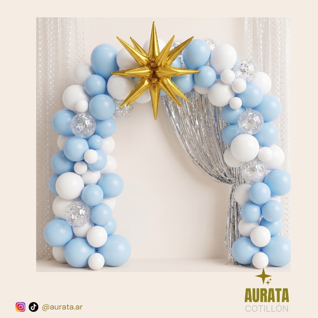 Arco mundialista celeste y blanco con estrella dorada de AURATA